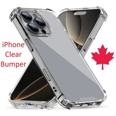 Clear Bumper Case For iPhone 16 15 Pro Max 14 13  12 11 XS XR 7 8 Plus 6 5 SE - Image 1 of 4