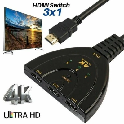 3 PORT MULTI SWITCH SPLITTER HDMI CABLE BOX HUB SWITCHER LCD HDTV PS3 XBOX 4K*2K - Image 1 of 4
