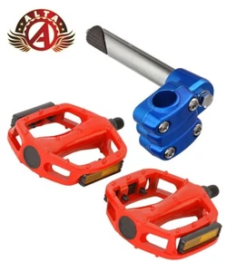 ALTA Original 4-Bolt 21.1mm BMX Stem Blue & Alloy Pedals 1/2" in Red - Picture 1 of 1