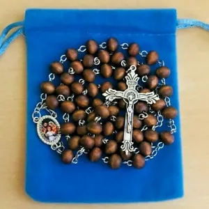 Rosario Vergine Maria fatto a mano, croce double face, perline di preghiera, con sacchetto blu - Foto 1 di 6