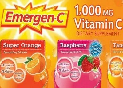 (90 PACKETS) EMERGEN-C MULTI VITAMIN POWDER ORANGE, RASPBERRY, TANG/VITAMIN-C - Image 1 of 4