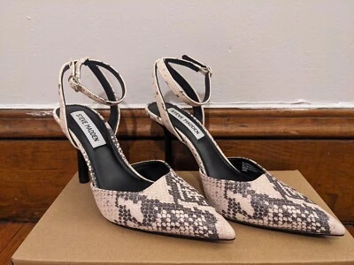 Steve Madden Alliance Beige Snake Skin Strappy Heels Nude Neutral US Size 6 New - Изображение 1 из 4