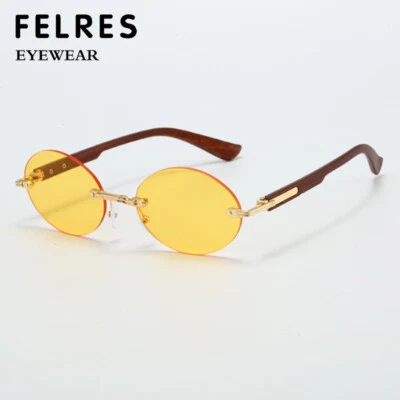 Gafas de sol ovaladas para mujer sin montura conducción al aire libre viajes gafas de sombra UV400 nuevas Foto 1 de 4