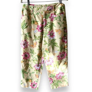 Talbots Cropped Denim Jeans 10P Floral Spring Butterfly’s Vtg - Picture 1 of 6