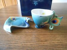 Franz "Luminescence" peacock porcelain cup, saucer (FZ01205) and spoon (FZ01206)