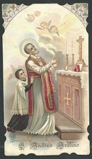 Holy card antique de San Andres Avelino santino andachtsbild image pieus