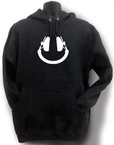 NEW MEN'S PRINTED SMILE HEADPHONE FUNNY HIPSTER HIP HOP PULLOVER HOODIE JACKET - Picture 1 of 6