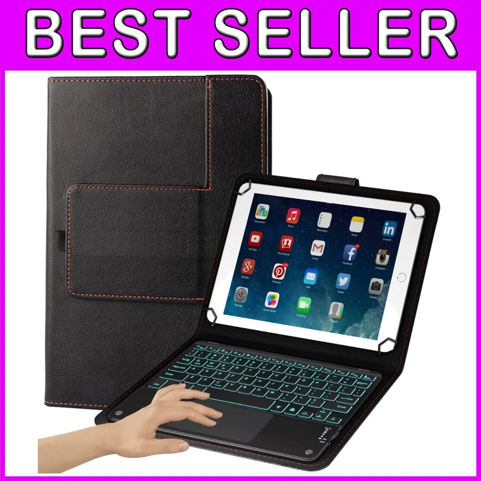 Bluetooth Wireless Touchpad Keyboard Case for 9-11" Tablets - Image 1 of 4