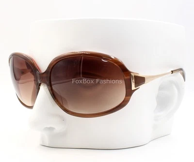 Gafas de sol Oliver Peoples Mariette marrón a rayas en templos de oro rosa sin estuche Foto 1 de 4