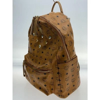 MCM Visetos Mochila Mochila Cuero Camel Patrón Completo Tachuelas Auténticas Foto 1 de 4