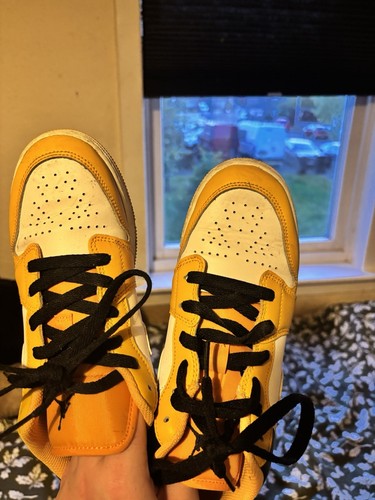 Nike Air Jordan 1 Mid giallo nero bianco taglia UK 6