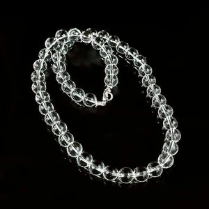 Collares hechos a mano con cuentas de piedras preciosas redondas lisas de cuarzo de cristal transparente de 18" - Imagen 1 de 10