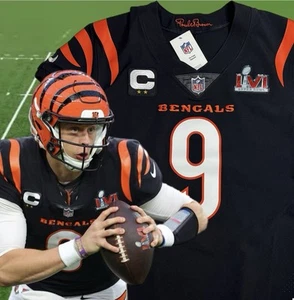 Camiseta deportiva grande 44 Joe Burrow #9 Vapor Elite negra Super Bowl 56 LVI Bengals - Imagen 1 de 15