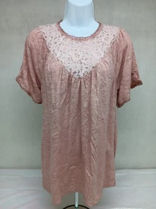 Knox Rose Womens Lace Boho Embroidered Top Lace Neck Size Large Stretch - Picture 1 of 11