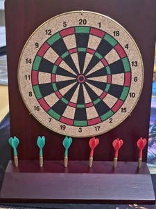 Desktop Kirschholz Optik Mini Dart & Baseball Brettspiel mit 6 Darts - Bild 1 von 3
