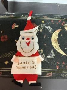 Vintage Christmas Felt Santa's Money Bag-Japan-Zippered Pouch-Cute T4 - Picture 1 of 8
