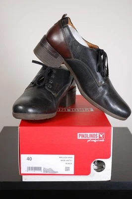 Pikolinos womens shoes black leather lace-up oxfords chunky heels sz 9 9.5 EU 40 - Image 1 of 4