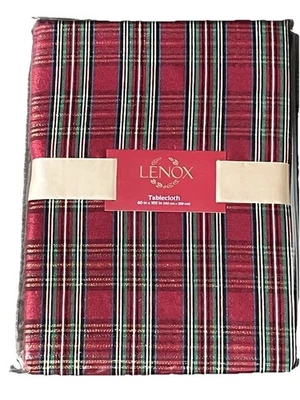 Lenox Holiday Nouveau Dazzle 红色格子微光桌布 60x 120 — 第 1/3 张图片