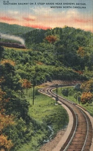 Southern Railway on Steep Grade Andrews Geyser Western North Carolina Postcard - Picture 1 of 2
