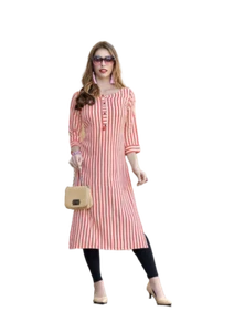 Women's Readymade Long Rayon Cotton Ethnic Print Kurti Top Tunic Regular Shirt - Picture 1 of 43