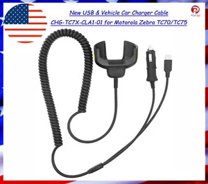 USB & Vehicle Car Charger Cable CHG-TC7X-CLA1-01 for Motorola Zebra TC70/TC75 - Picture 1 of 9