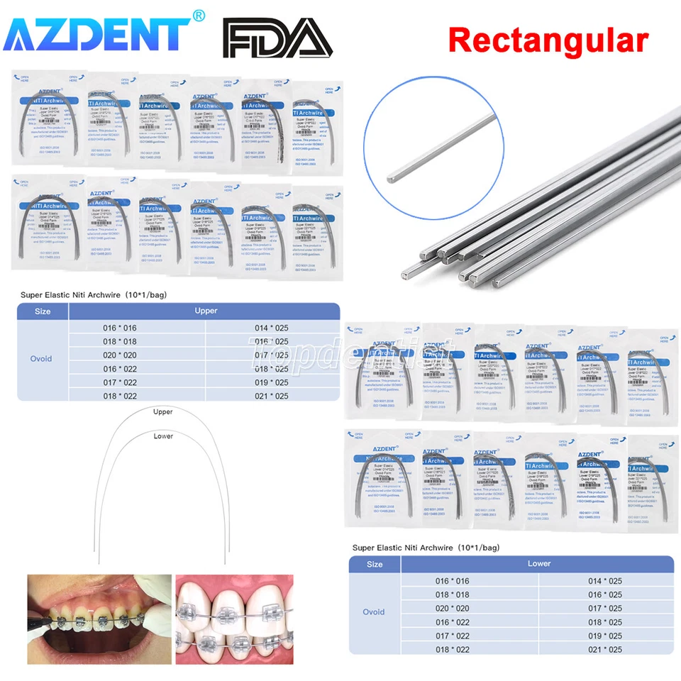 AZDENT 20X Dental Ortho Super Elastic Niti Rectangular ArchWire