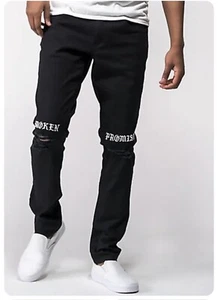 EUC Men's Black Jeans Broken Promises "resurrection denim" size 30 Skater / Punk - Picture 1 of 9