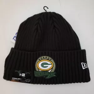 Green Bay Packers New Era Lined Beanie Cap Salute to Service Hat Black - NEW - Picture 1 of 6