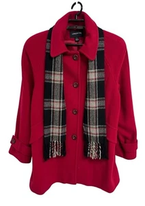 London Fog Women's Single-Breasted Wool Blend Coat with Scarf size L - Picture 1 of 13