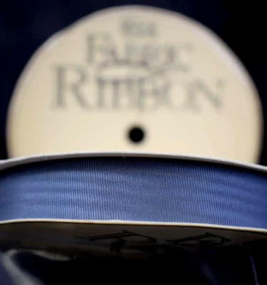 Warm Blue Moire Fabric Ribbon Design 7826 25 Yard Roll 5/8 Wide Vintage WFR - Image 1 of 4