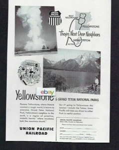 UNION PACIFIC RAILROAD YELLOWSTONE GRAND TETONS NATIONALPARKS NACHBARN ANZEIGE - Bild 1 von 1