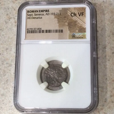 Roman 193-211 AD Septimius Severus AR Denarius Silver NGC Choice VF Very Fine - Image 1 of 4