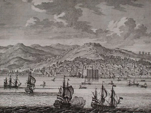 Smyrna Izmir Türkei Ansicht Pieter Schenk Atlantes Neerlandici Radierung 1702 - Bild 1 von 4
