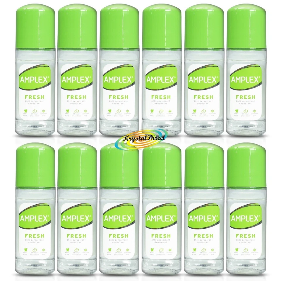 12x Amplex Fresh 24H Protection Anti Perspirant Deodorant Roll On 50ml