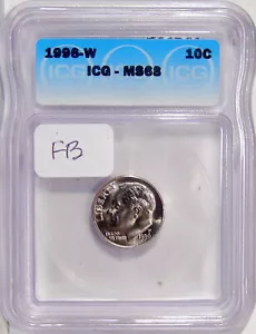 1996-W 10c ICG MS 68 ~ PQ WEST POINT ROOSEVELT DIME SHOULD HAVE FB DESIGNATION - Picture 1 of 2