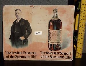 Neat Moxie Cardboard Counter Top Sign With Teddy Roosevelt With Bottle Repro 