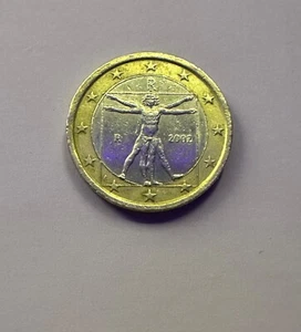 Seltene Münze Italien 2002 1 Euro Vitruvian Man Leonardo DaVinci.      - Bild 1 von 2