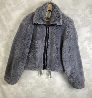 Chaqueta Bomber Anthropologie Elevenses Gris Bristol Piel Sintética Talla M Cremallera Frontal Foto 1 de 4