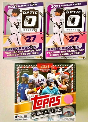 2021 Optic Baseball Blaster Box (1) 2021 Topps Holiday Mega Baseball 2 Box Lot - Image 1 of 4
