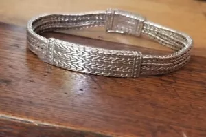 Ross Simon Sterling silver Braided/Dot 3 row mesh multi chain bracelet Bali ATI - Picture 1 of 14