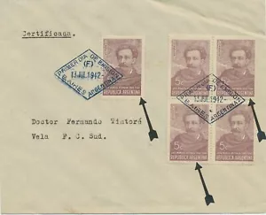 ARGENTINA 1942 5C escritor Estrada bloque de cuatro y sello único FDC VARIEDADES - Imagen 1 de 5