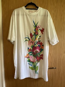 Venezia weiß geblümt Baumwolle Tunika Größe 18/20 sehr guter Zustand Made in USA Vintage - Bild 1 von 7