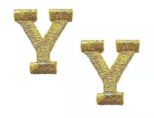 Gold Block Letter Y Patch Embroidered Cut Out Iron on Sew on (1" in) Lot of 2 - Picture 1 of 2