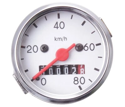 Tachometer Tacho bis 80km/h Chrom Weiß ø 48mm für Simson S50 S51 KR51 ohne Licht - Bild 1 von 4