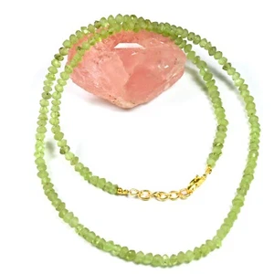 Zierliche Peridot facettierte Rondelle Edelstein Perlen Positivität Damen Hal... - Bild 1 von 15