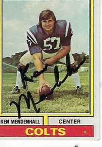 KEN MENDENHALL SIGNED 1974 TOPPS #434 - BALTIMORE COLTS - Picture 1 of 1