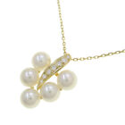 Mikimoto Akoya Pearl Diamond K18 Yellow Gold Length 40Cm Necklace Preowned U0119