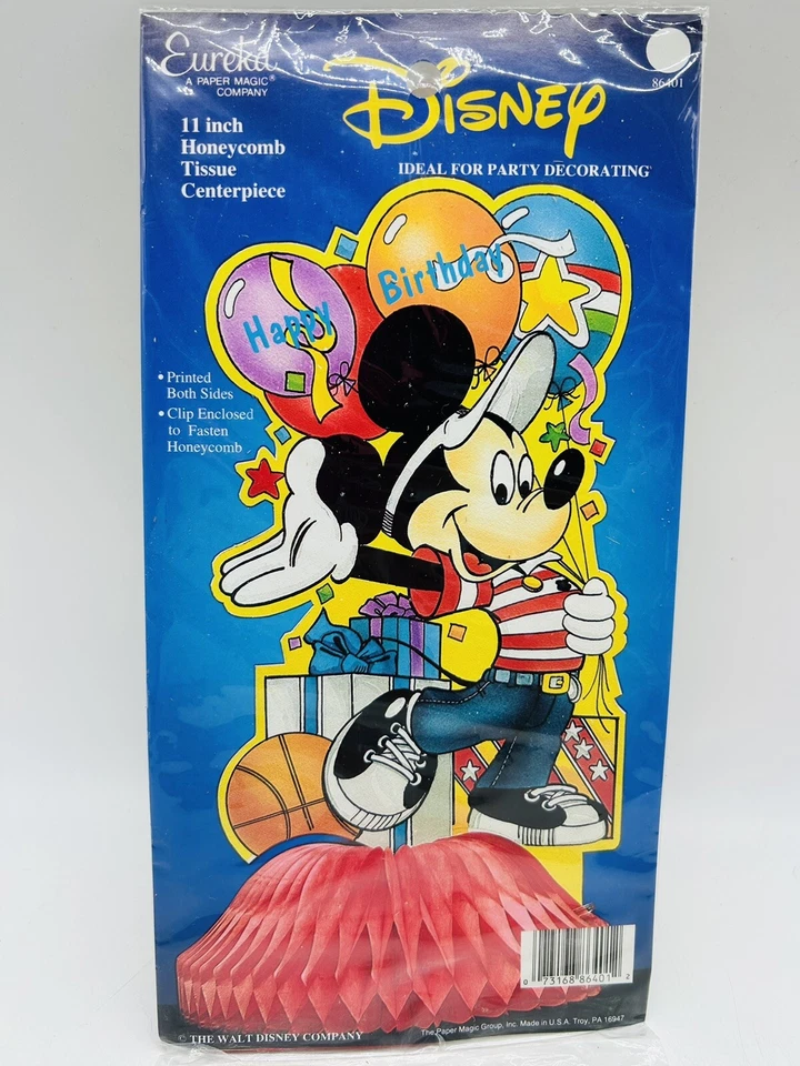 Decoração de feliz aniversário vintage Eureka Mickey Mouse festa favo de mel Disney EUA - Imagem 1 de 4