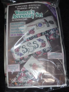 Cosmetic Eyeglass Check Book 3 Pc Set to Cross Stitch by Charls Craft - Picture 1 of 2