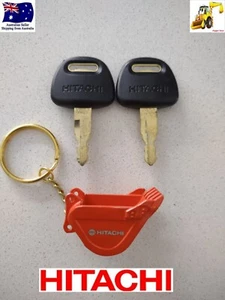 2 x Hitachi Keys Excavator Plant Digger Mini Bucket Keyring FREE POST - Picture 1 of 3